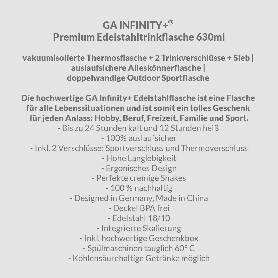 GA Infinity+ Premium Edelstahltrinkflasche 630ml Khaki